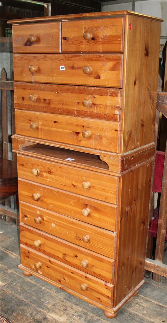 Pair pine chests of drawers